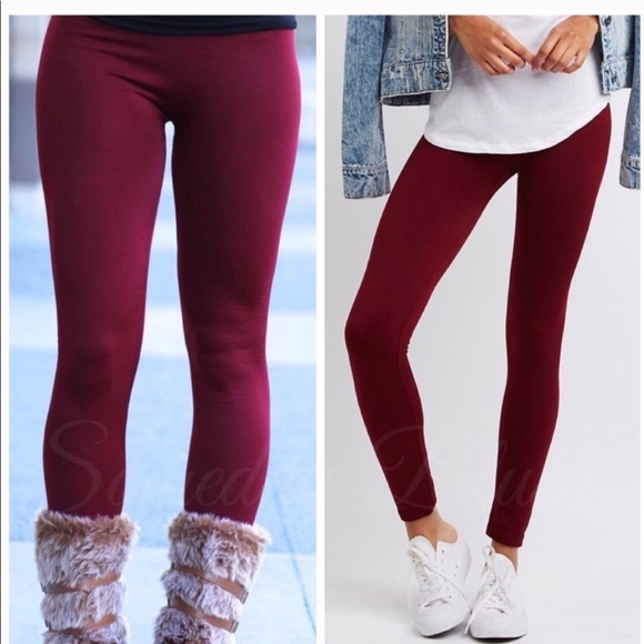 New! Soft Wine fleece high waist Leggings - Picture 4 of 6